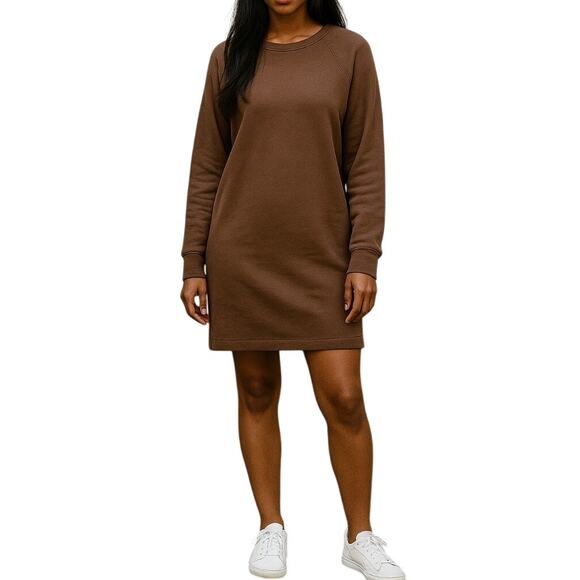 Standard James Perse Women's Fleece Crew Neck Sweatshirt Dress Brown Size 1 US-S - Picture 1 of 7